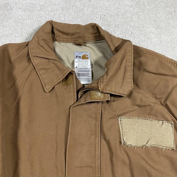 Carhartt FR Canvas Jacket Mens XL Brown Flame Resistant Work Bomber Grunge - Picture 3 of 8